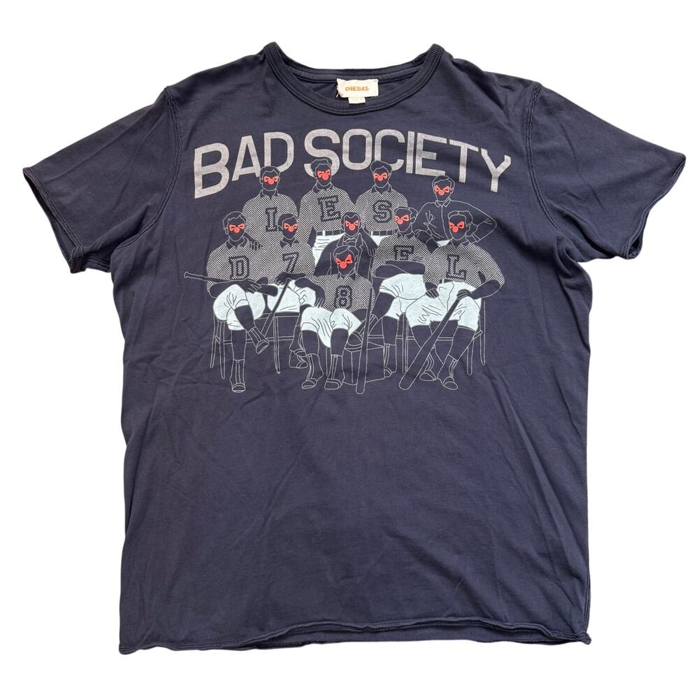 Y2k Vintage Diesel Bad Society Distressed T-Shirt Sz Medium